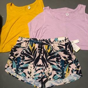 Old Navy tank tops and shorts